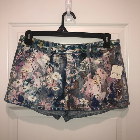 New We The Free Free People Gallivanting Illusions Skort Pink Canvas Low Rise - Picture 2 of 7